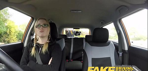  Fake Driving School pigtail cutie with hairy teen pussy creampie after lesson